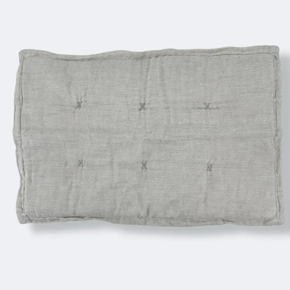 Restoration Hardware Linen Gauze Tufted Sham Mist Gray Lumbar Size 14